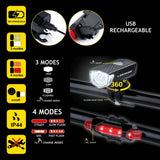 Dunlop Sykkellyktsett | Oppladbar LED Front- og Baklys