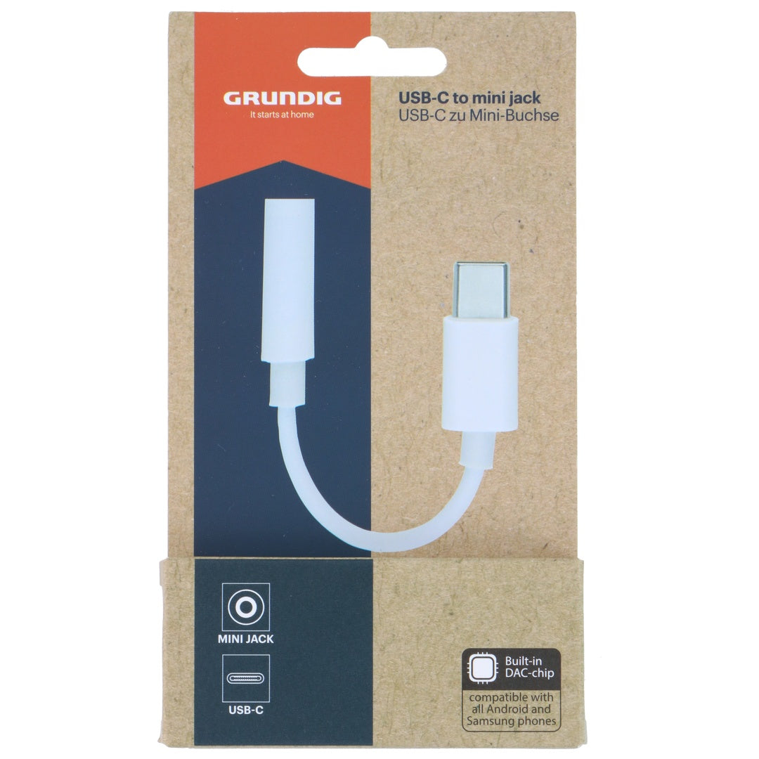 USB-C til 3,5 mm lydadapter | Grundig | 10 cm