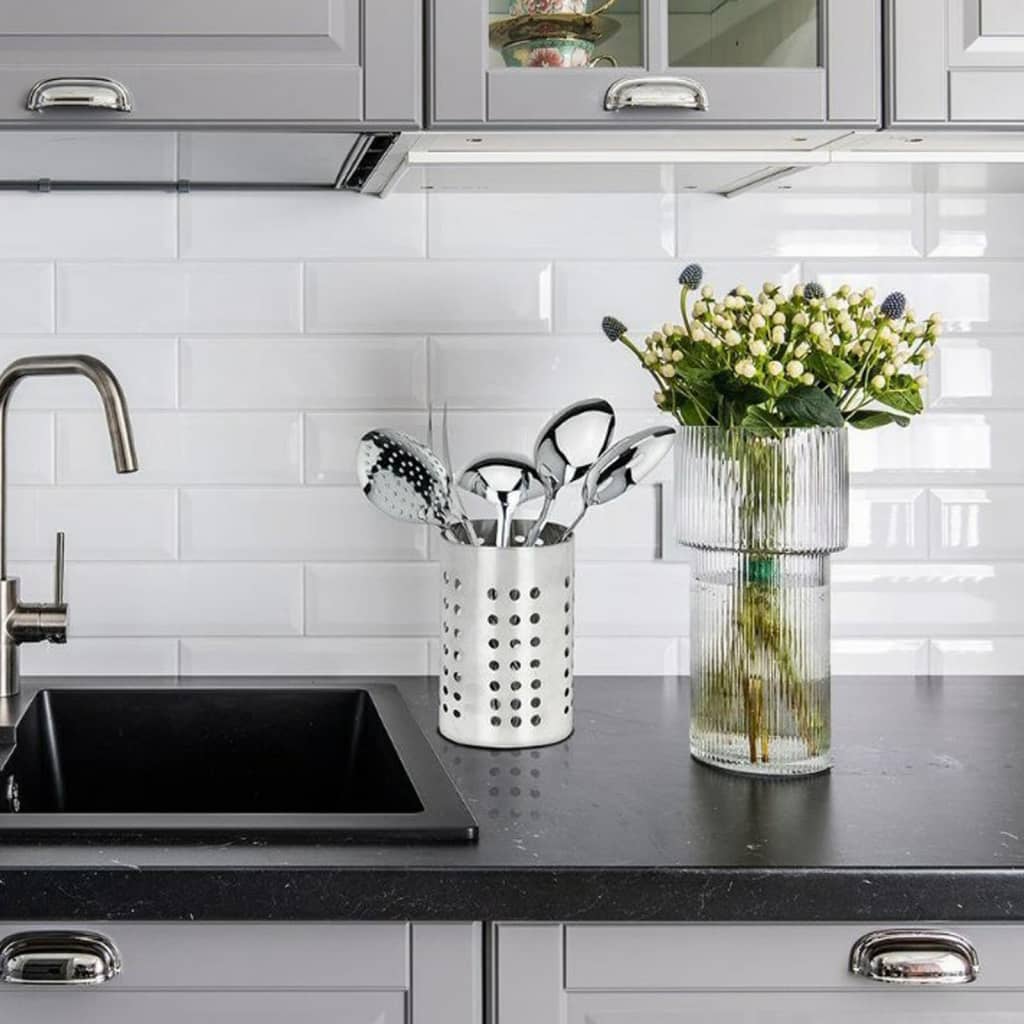 Excellent Houseware | Kjøkkenredskapsett i rustfritt stål med holder