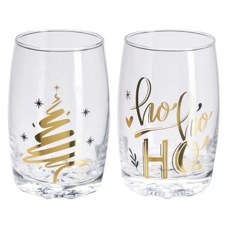 Drikkeglass Jul Gulltekst 2pk 300ml | 2ass