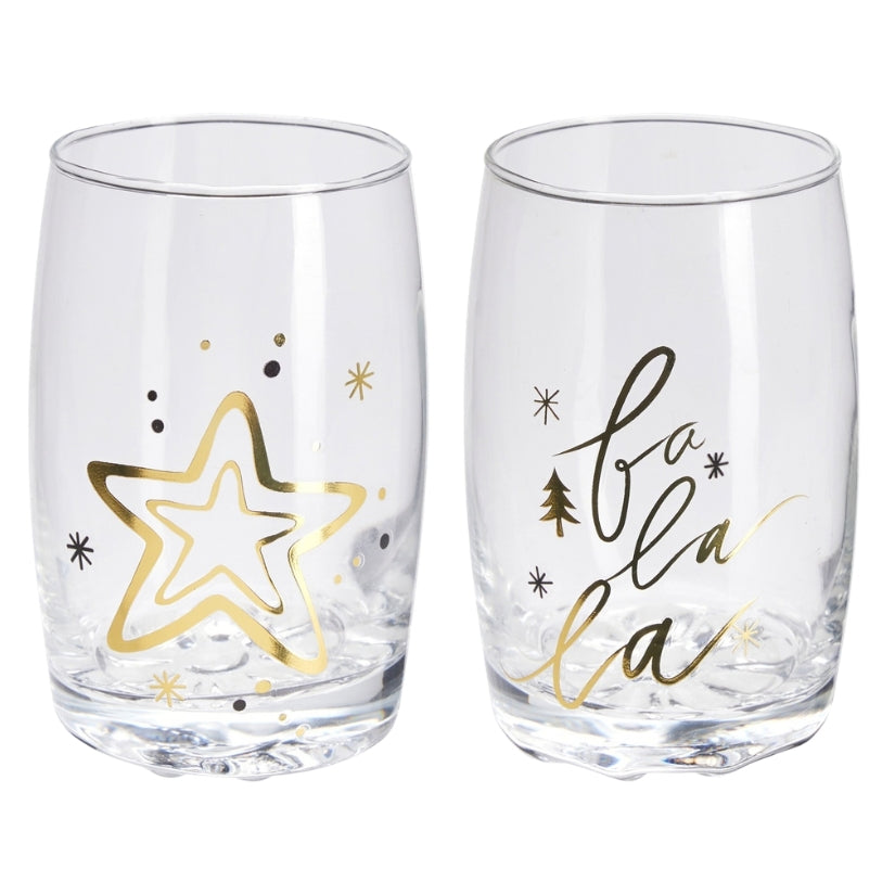Drikkeglass Jul Gulltekst 2pk 300ml | 2ass