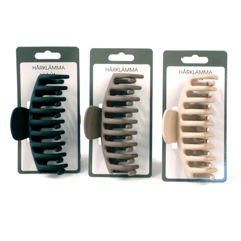 Hårklype 11cm | Matt sort, brun og beige