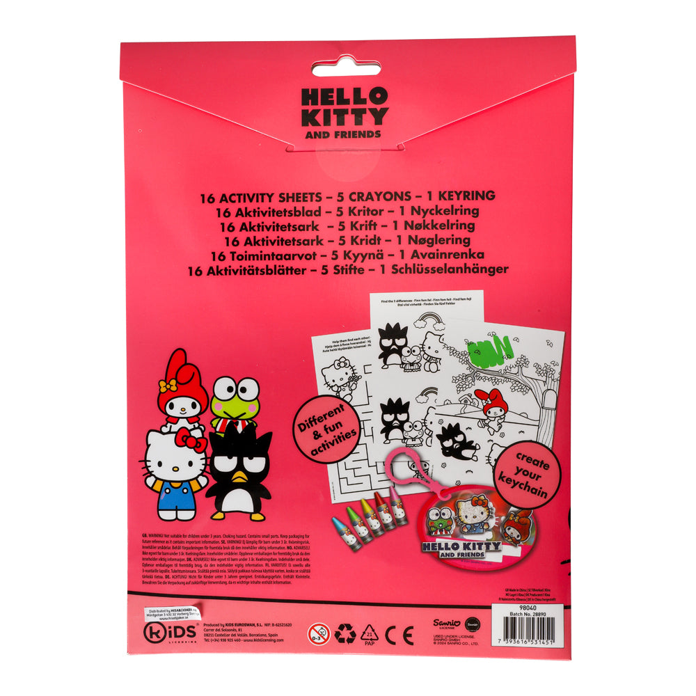 Hello Kitty Aktivitetsblokk med Fargestifter og Nøkkelring