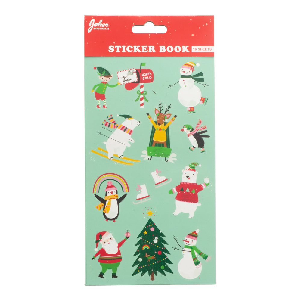 Juleklistremerkebok 16 Ark | 8 Forskjellige Julemotiv