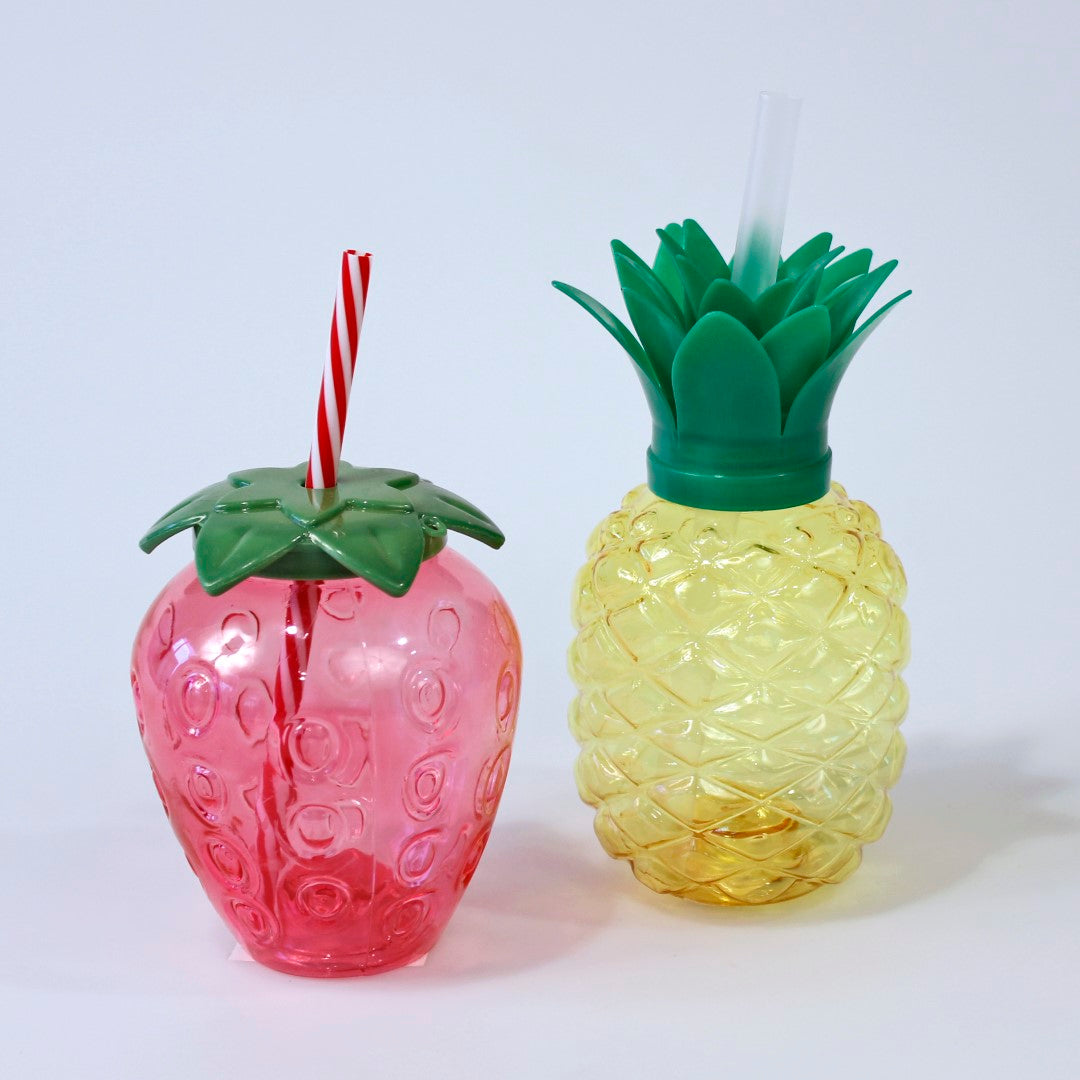 Sommerglass med Sugerør 500ml | Jordbær eller Ananas