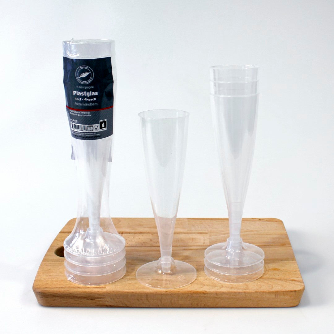 Plastglass champagne 4 stk 13,3 cl gjenbrukbare