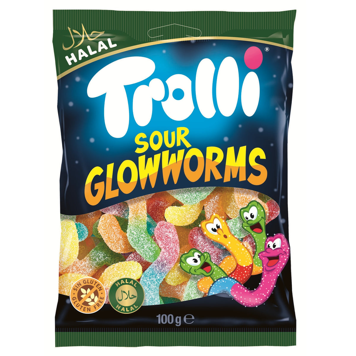 Trolli Halal Sour Glowworms 100g