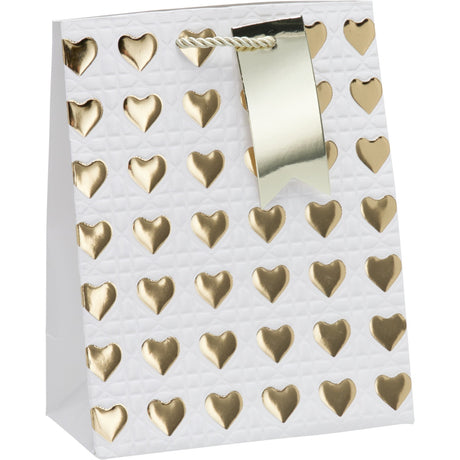 Gavepose Gullhjerter Medium 23x18x10cm