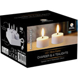 Oppladbare LED-telys med ladestasjon | 4 stk