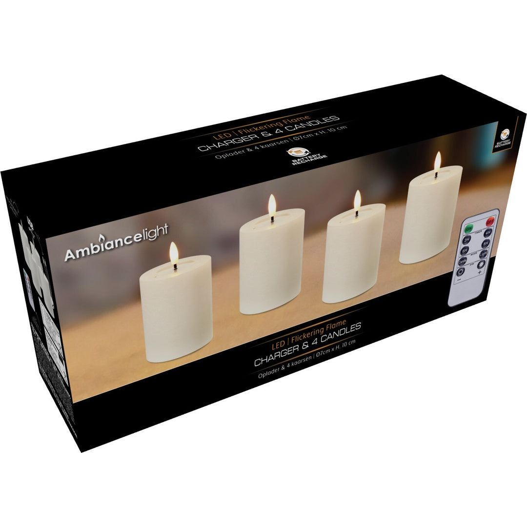 LED-lys Sett 4 stk | Oppladbare og effektive