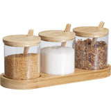 Oppbevaringsglass Sett i Glass med Bambuslokk & Skje | Excellent Houseware