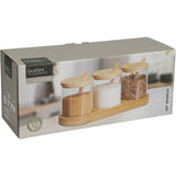Oppbevaringsglass Sett i Glass med Bambuslokk & Skje | Excellent Houseware