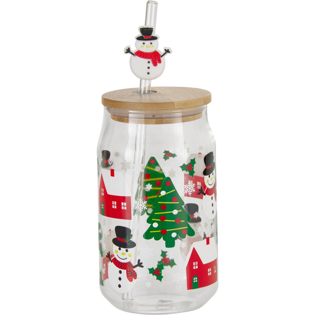 Juleglass med Sugerør 500ml | Excellent Houseware
