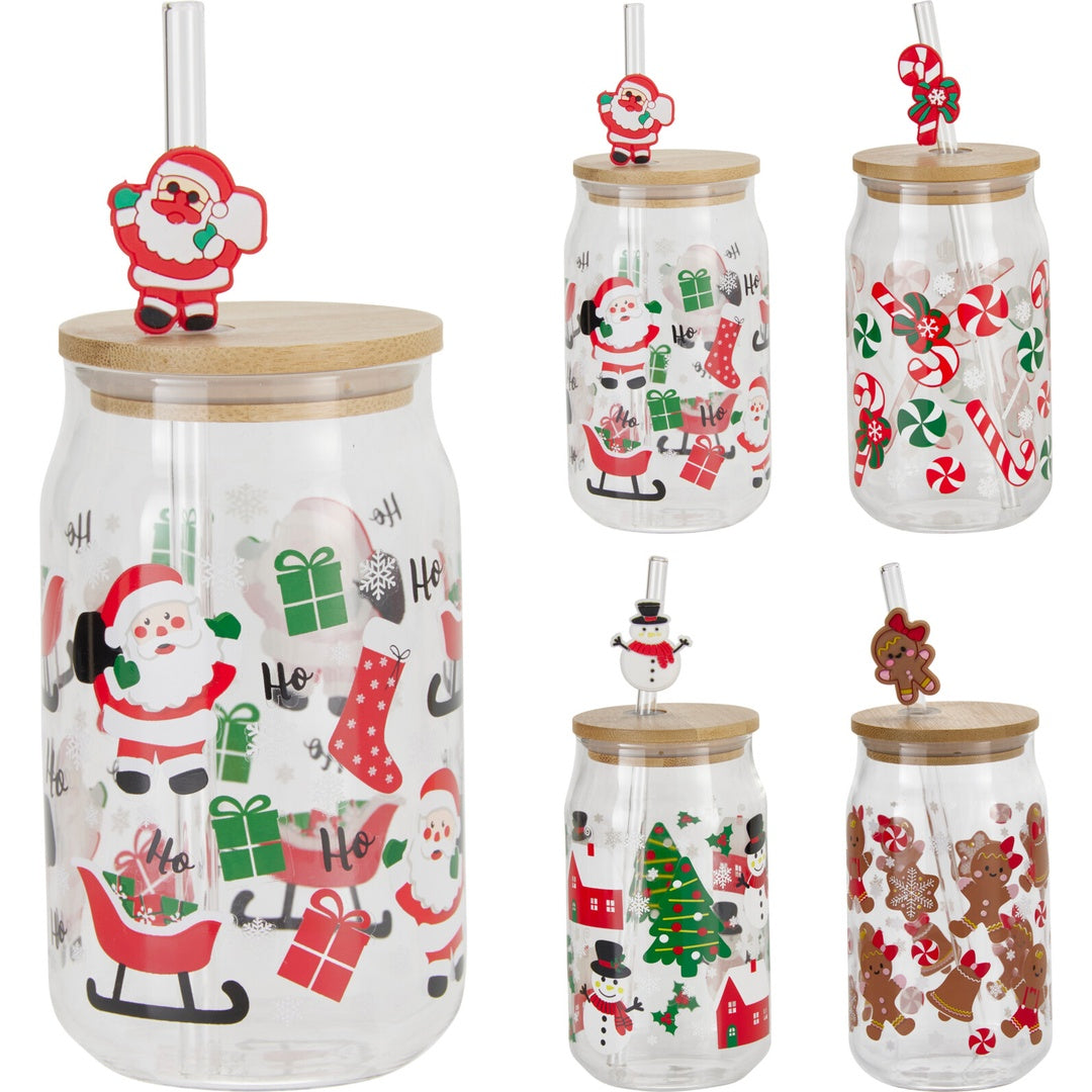Juleglass med Sugerør 500ml | Excellent Houseware