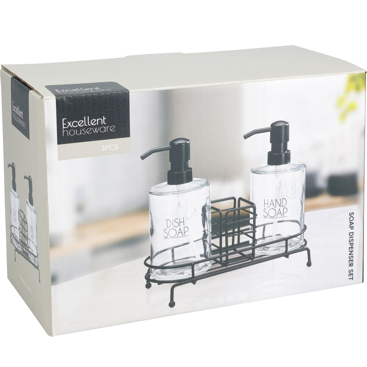 Excellent Houseware | Sett med 3 såpedispensere