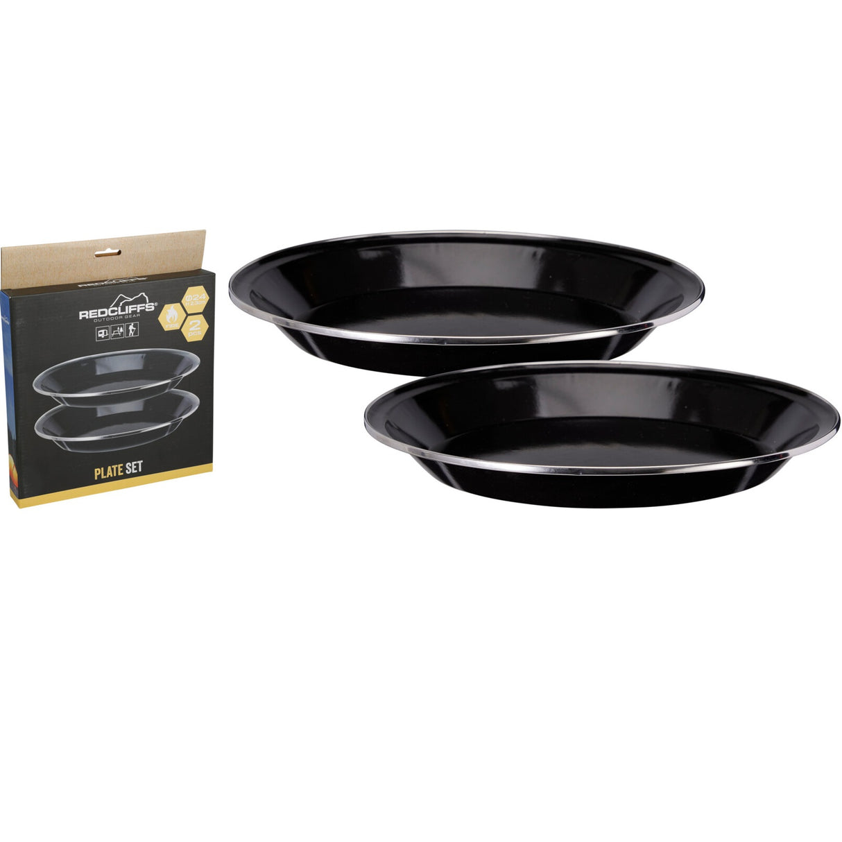 Redcliffs | Emaljert Tallerken Sett | 24 cm | Sort