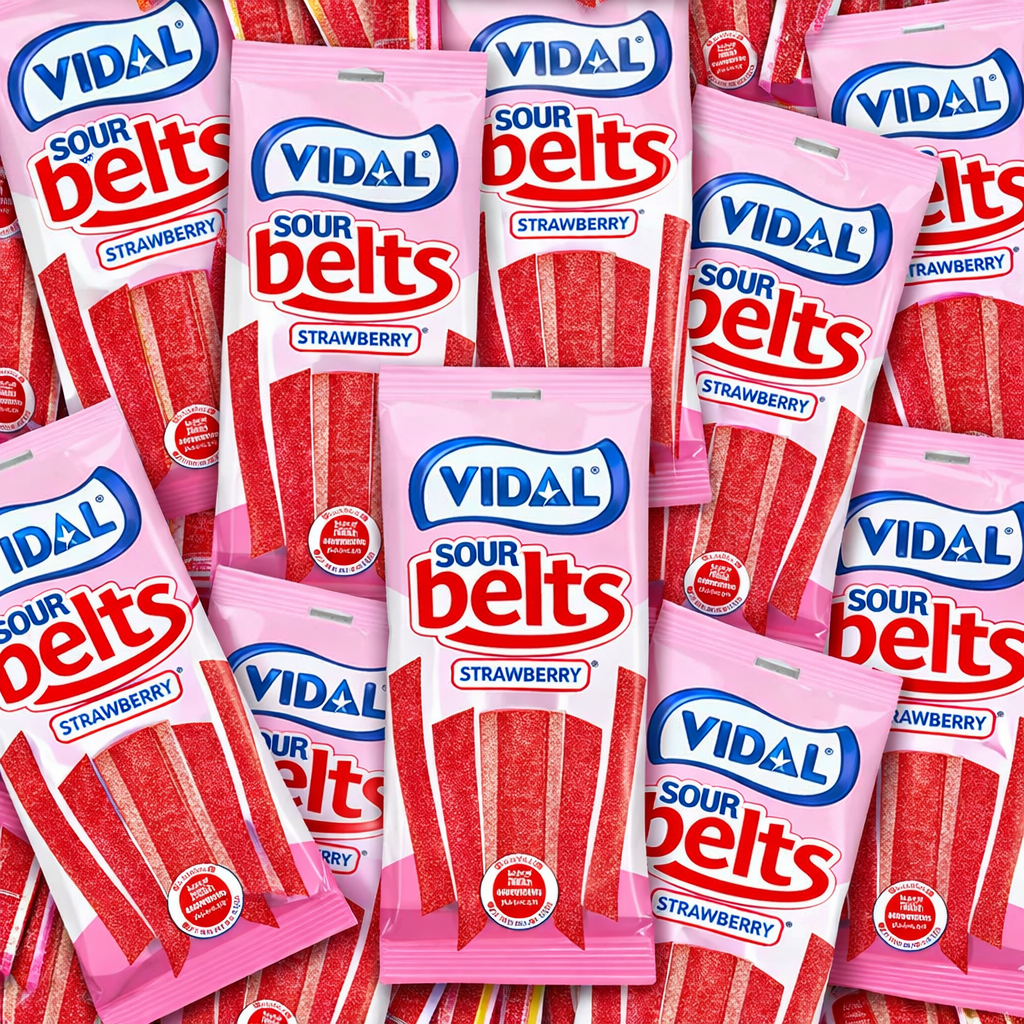 Vidal Sour Belts Strawberry 14x90g Large Pack