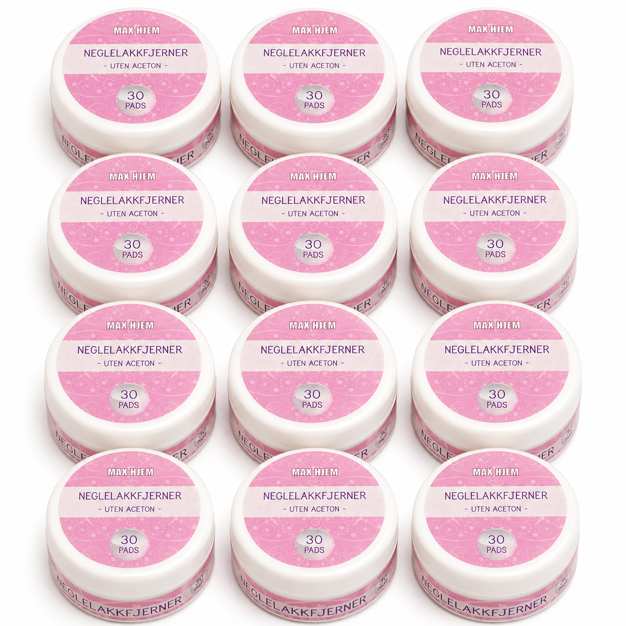 Neglelakkfjerner Pads 12x30stk | Storpakk | Uten Aceton