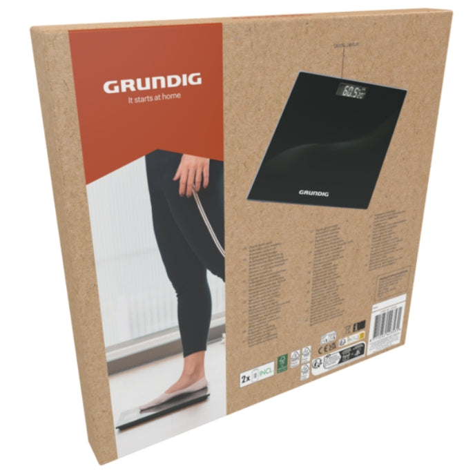 Grundig Kroppsvekt Glass Sort | Digital Vekt 180kg