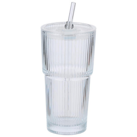 Alpina Drikkeglass 550ml | Med Sugerør og Lokk