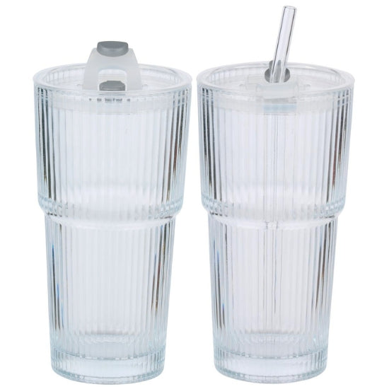 Alpina Drikkeglass 550ml | Med Sugerør og Lokk