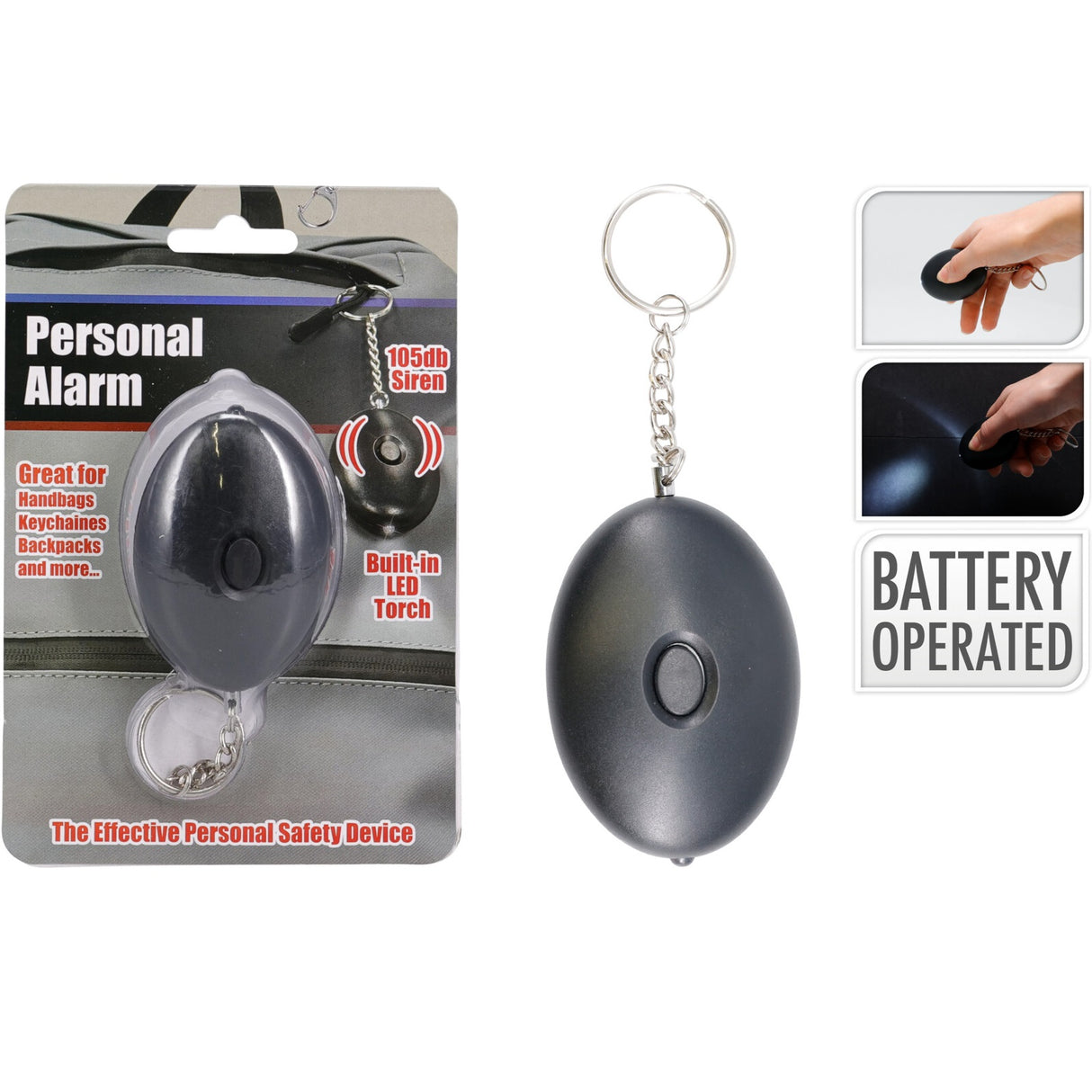 Personlig Alarm | 105 dB Sirene | Inkluderer Batterier