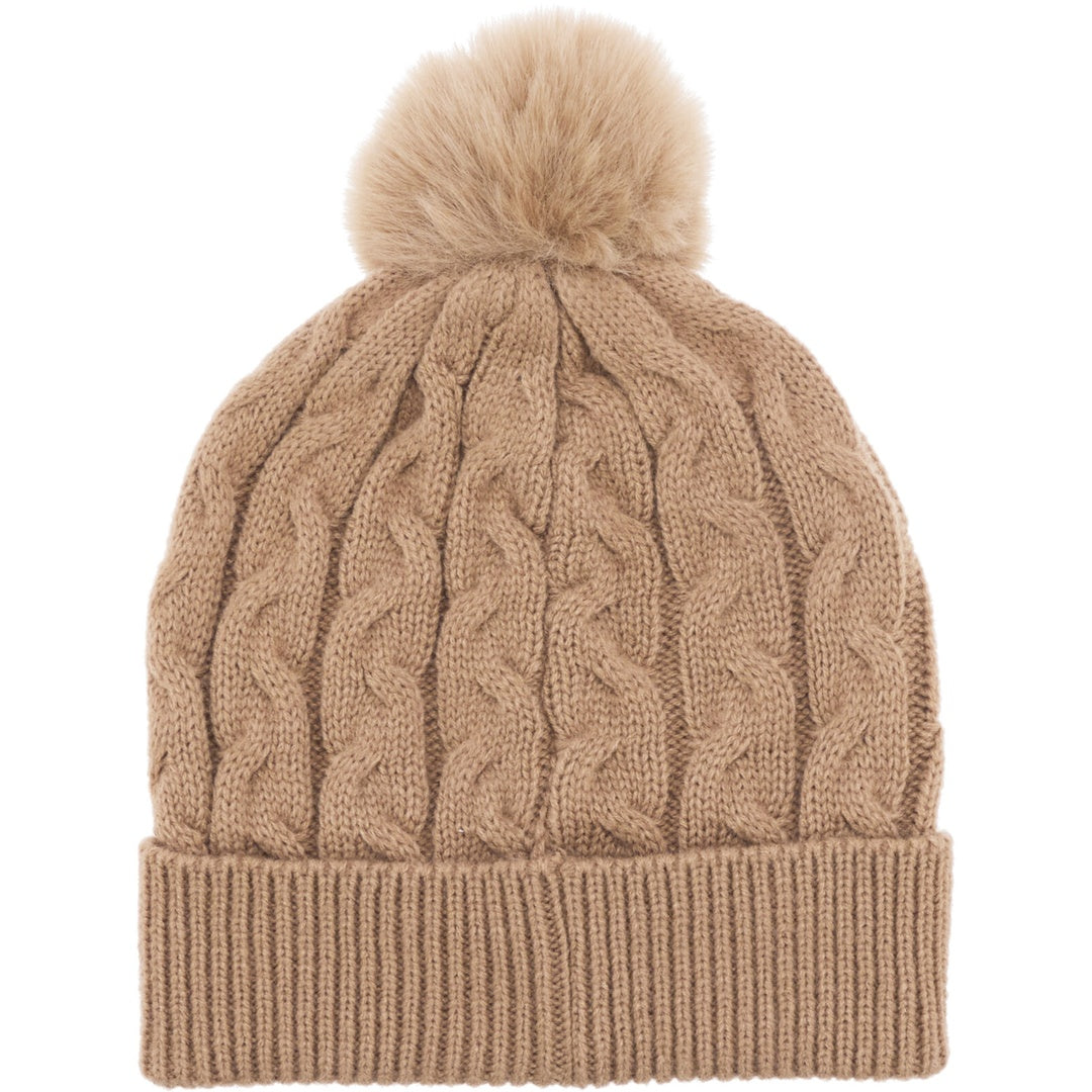 Lue strikket med POMPOM 22x21 cm | Flere farger