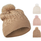 Lue strikket med POMPOM 22x21 cm | Flere farger
