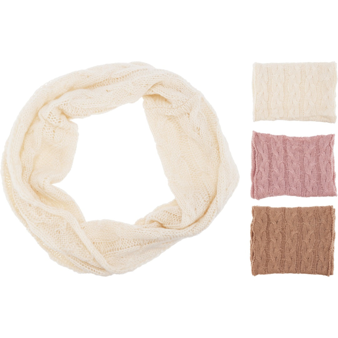 Kabelstrikket Skjerf | 3 Assorterte Farger