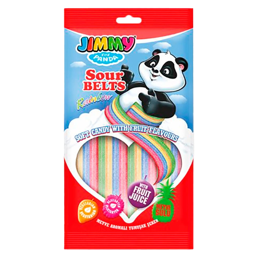 Jimmy the Panda Sour Belt Rainbow 12x75g | Storpakk