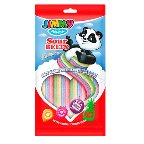 Jimmy the Panda Sour Belt Rainbow 12x75g | Storpakk