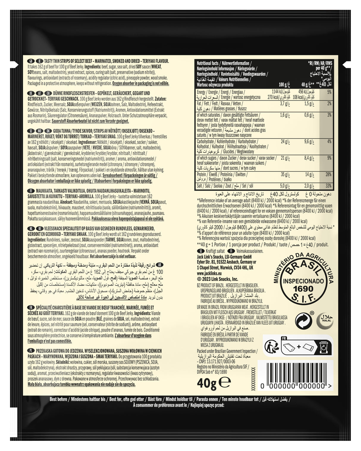 Jack Link's Beef Jerky Teriyaki 25g