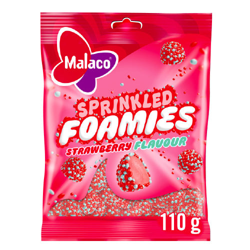 Malaco Sprinkled Foamies Strawberry 110g | Skumgodteri