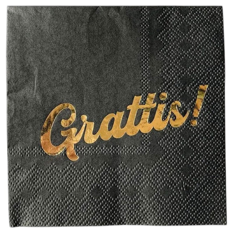 Napkins Congratulations 20pk 25x25cm | Green with gold text | Trend Design