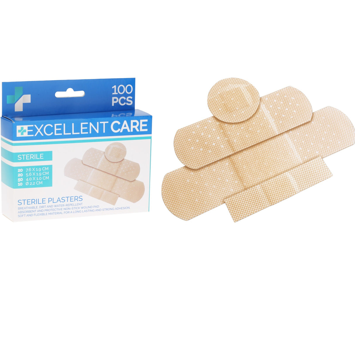 Vannavstøtende Plaster 100pk | 4 Størrelser | Excellent Houseware
