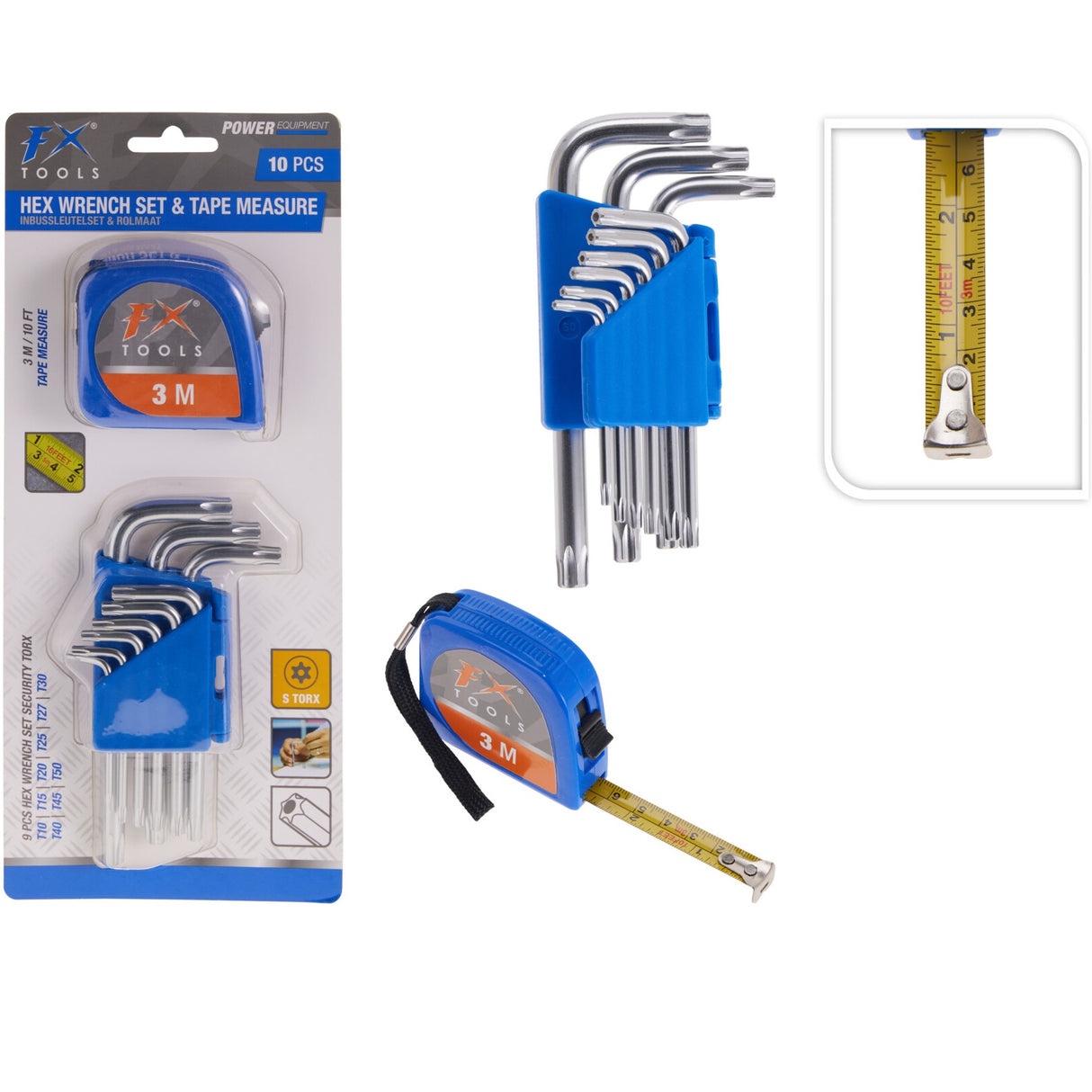 FX Tools | 9-delt Torx-sett med Målebånd