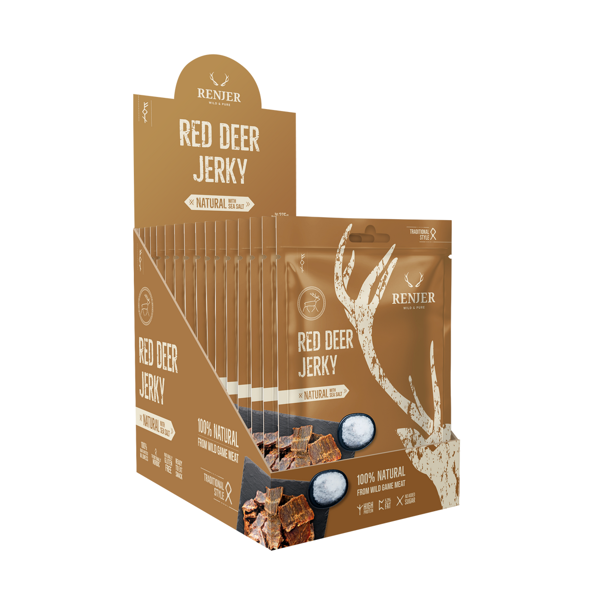 Renjer Hjort Jerky med Sjøsalt 25g