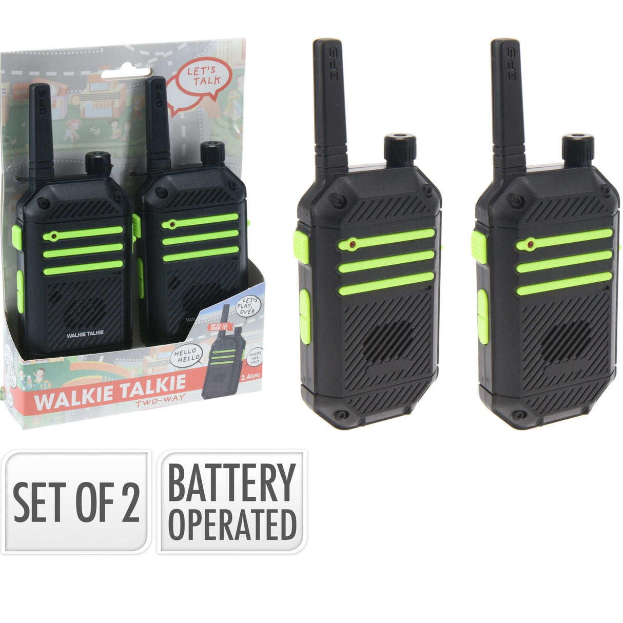 Walkie Talkie Sett | 2 stk | 300m rekkevidde