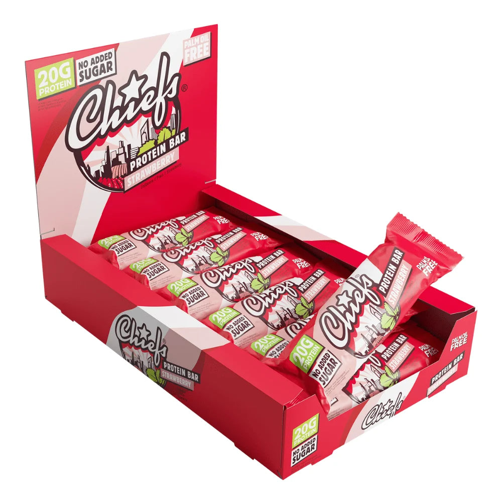 Datodeal | Chiefs Protein Bar Strawberry 12x55g | Proteinbar Storpakk