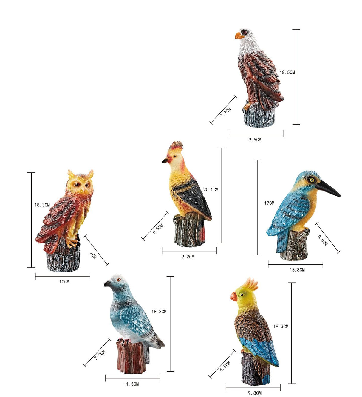 Fugl med Lyd 17–21cm | 6 Varianter