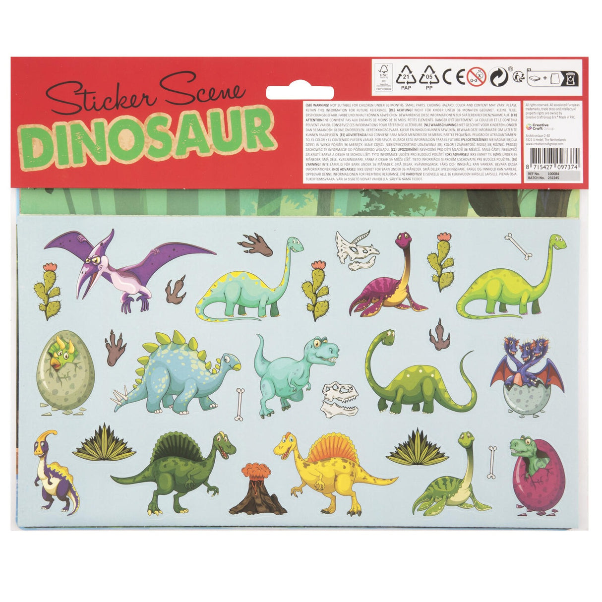 MOXY Dinosaur Klistremerker med Bakgrunn | 3 Scener