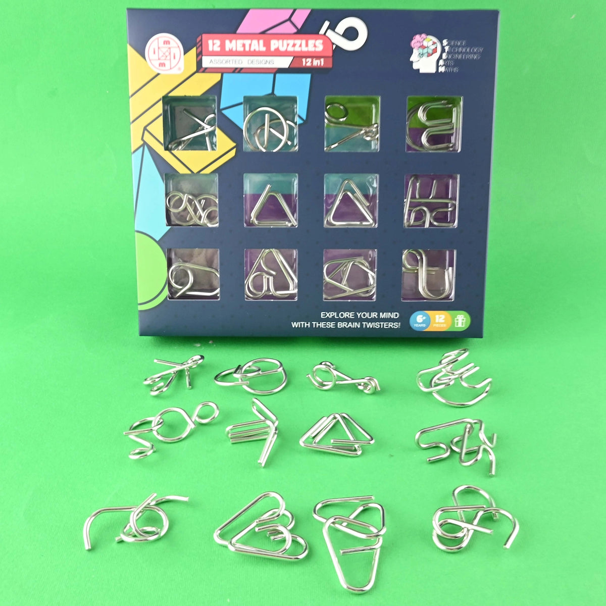 IQ Puzzle Metall 12-i-1 | 12 Hjernetrimgåter