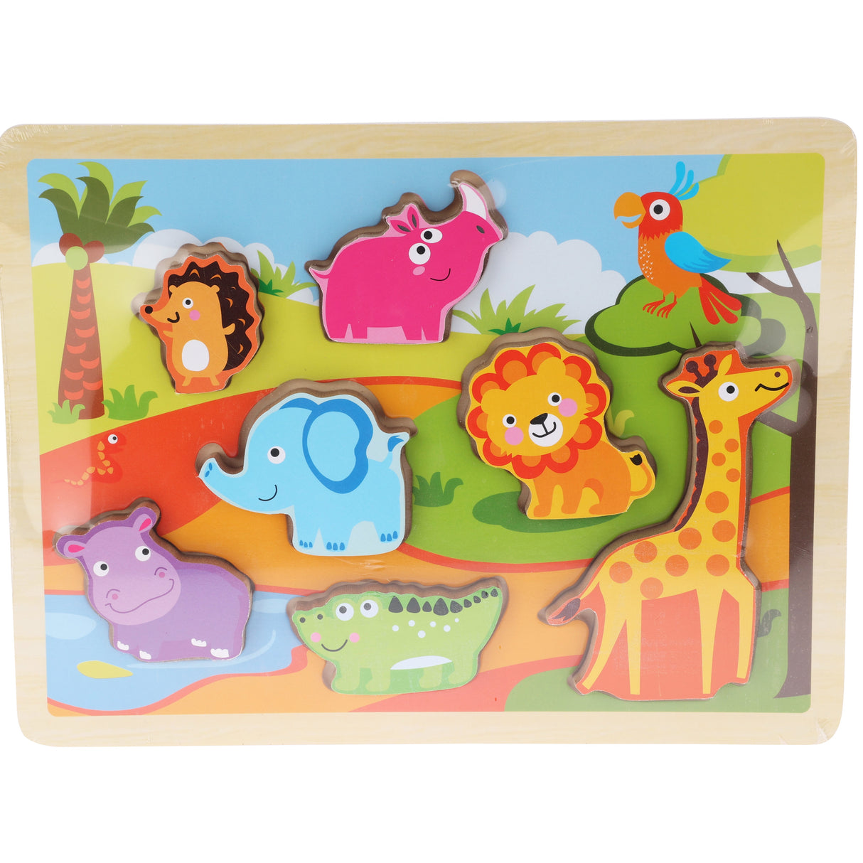 Puslespill i Tre | 7 Deler | 3 Design | Jungle, Gård, Hav