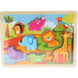 Puslespill i Tre | 7 Deler | 3 Design | Jungle, Gård, Hav