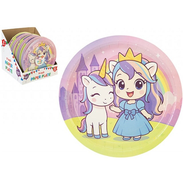 Prinsesse & Enhjørning Papptallerkener 6pk | 23cm