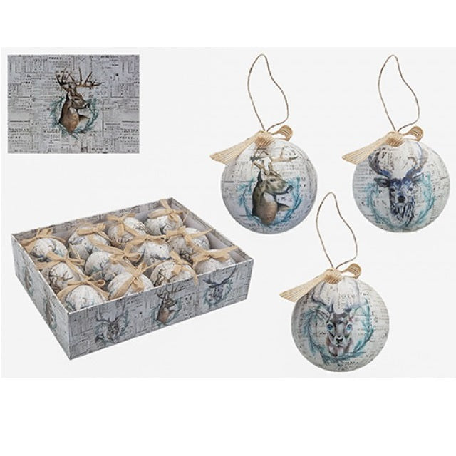 Julekuler med Hjortemotiv 12pk | 7,5cm