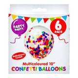 Konfettiballonger Flerfarget 6pk | 25cm