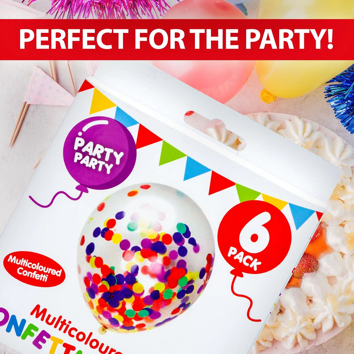 Konfettiballonger Flerfarget 6pk | 25cm