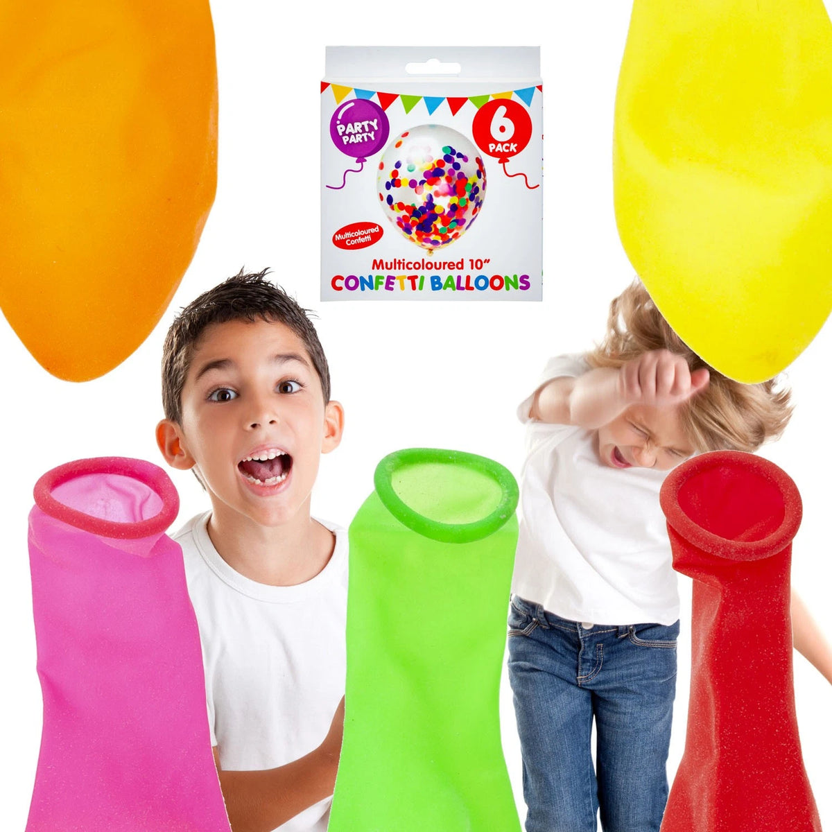 Konfettiballonger Flerfarget 6pk | 25cm