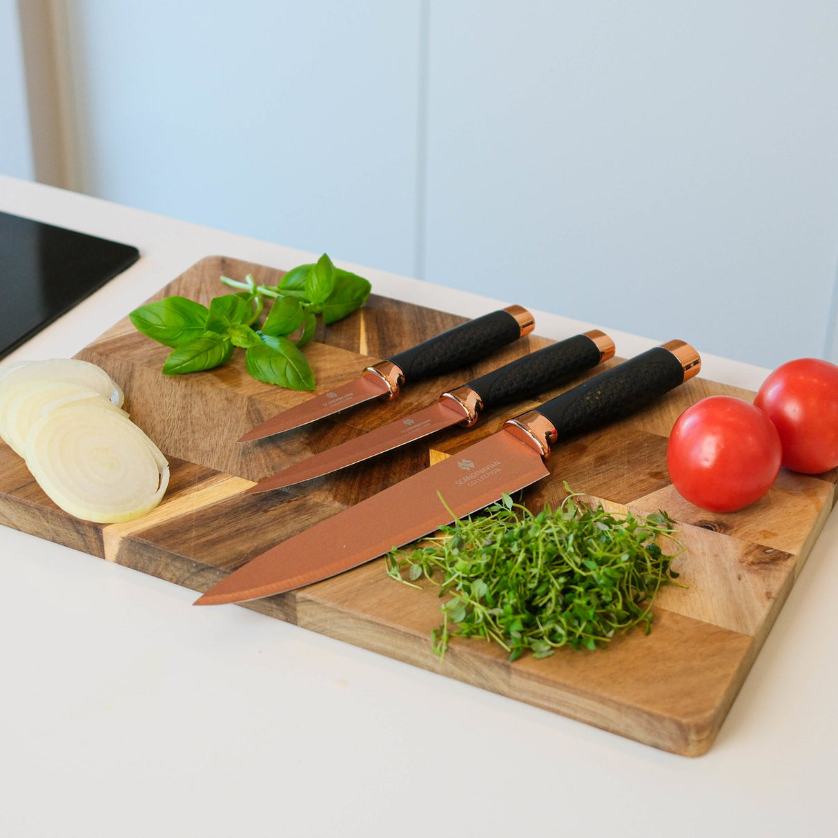 Knivsett Rosegull 3 Deler | Scandinavian Collection
